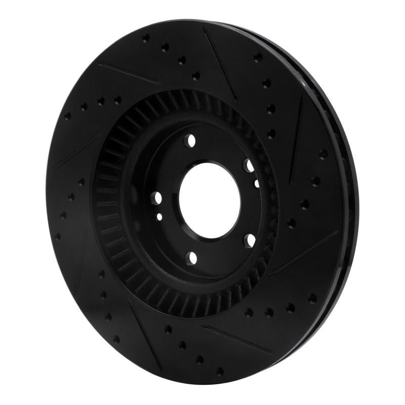 Hyundai Santa Fe Sport Brake Rotor (1) - Front Left - R1 Concepts - Drilled & Slotted - Black - `13-`20